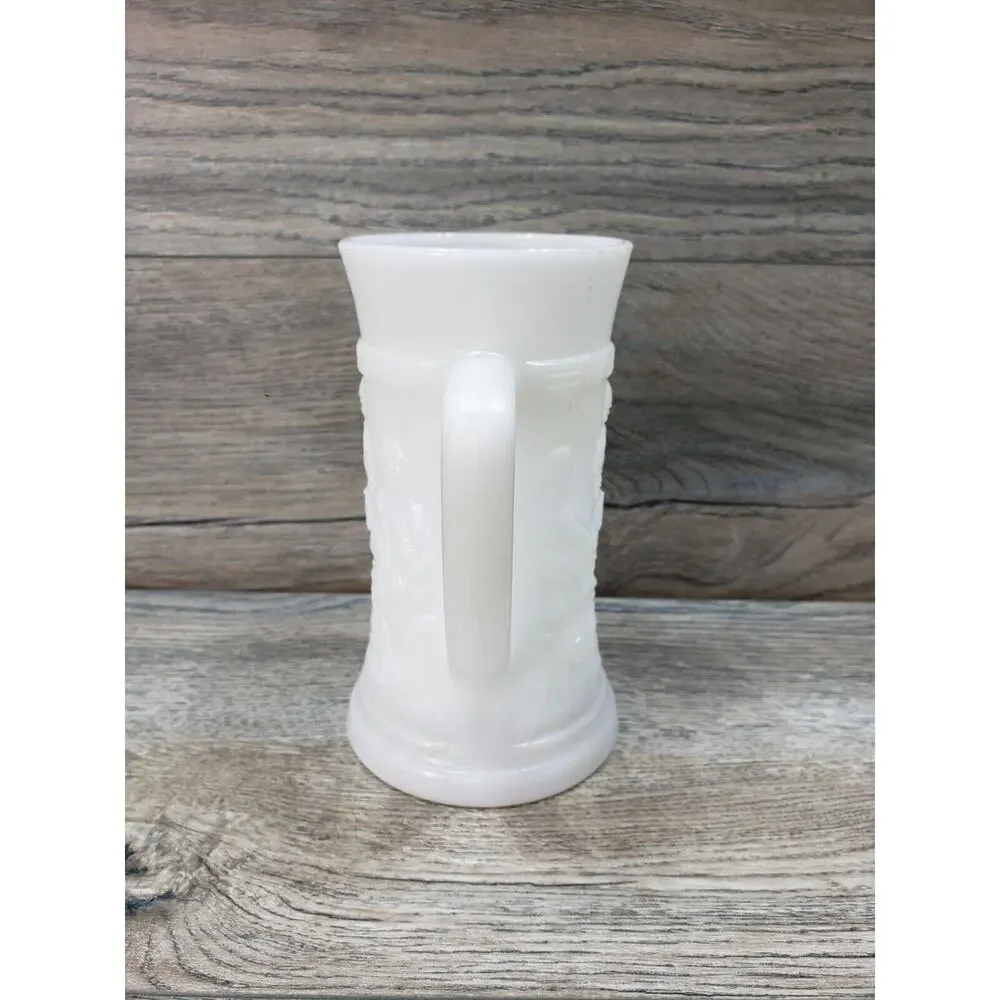 Milk Glass Beer Mug Stein German Men Bar Scene 12oz